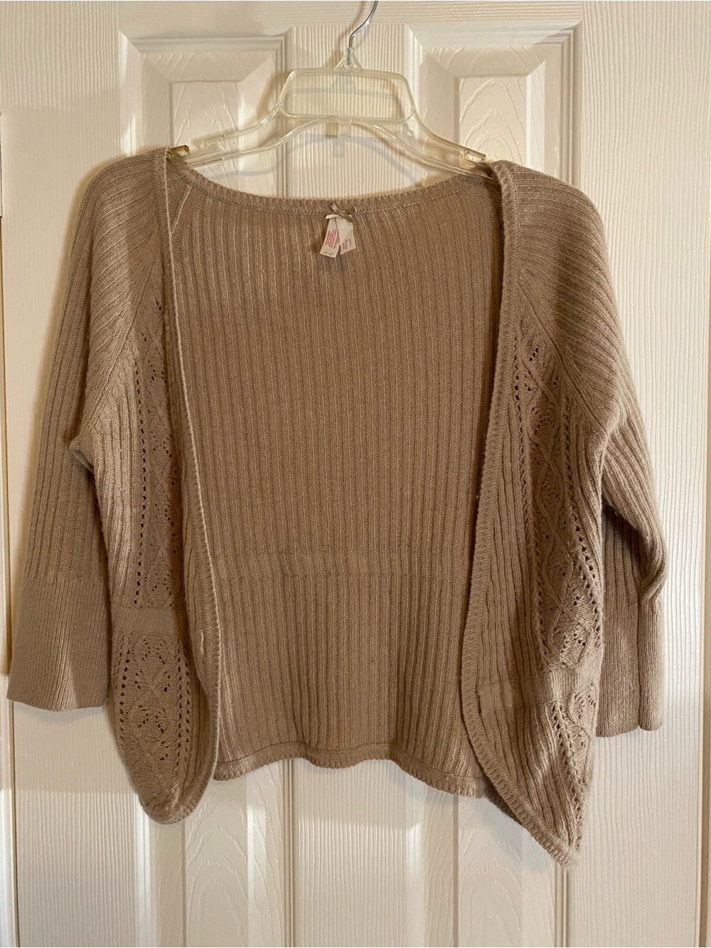 Arizona Jean Company Taupe Open-Front Ribbed Cardigan